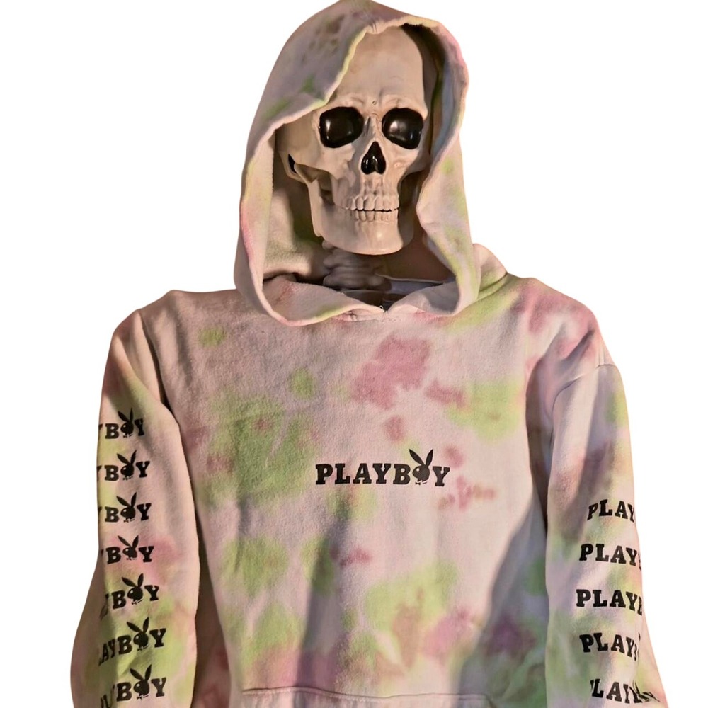 Playboy x PacSun Pastel Tie Dye Hoodie Womens Small Y2K Bunny Logo Streetwear